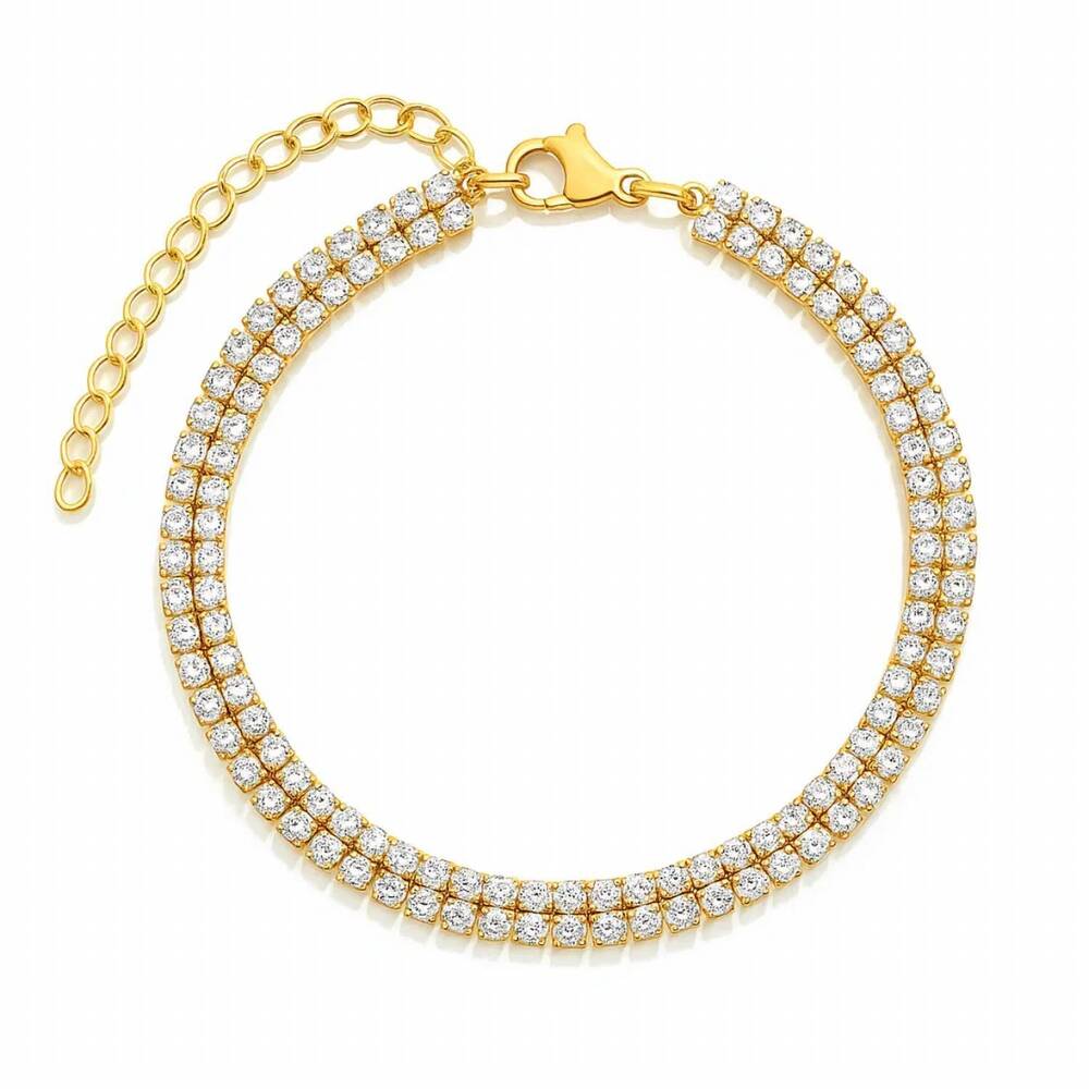 NEW ELLIE VAIL women's rosie double tennis chain bracelet in gold